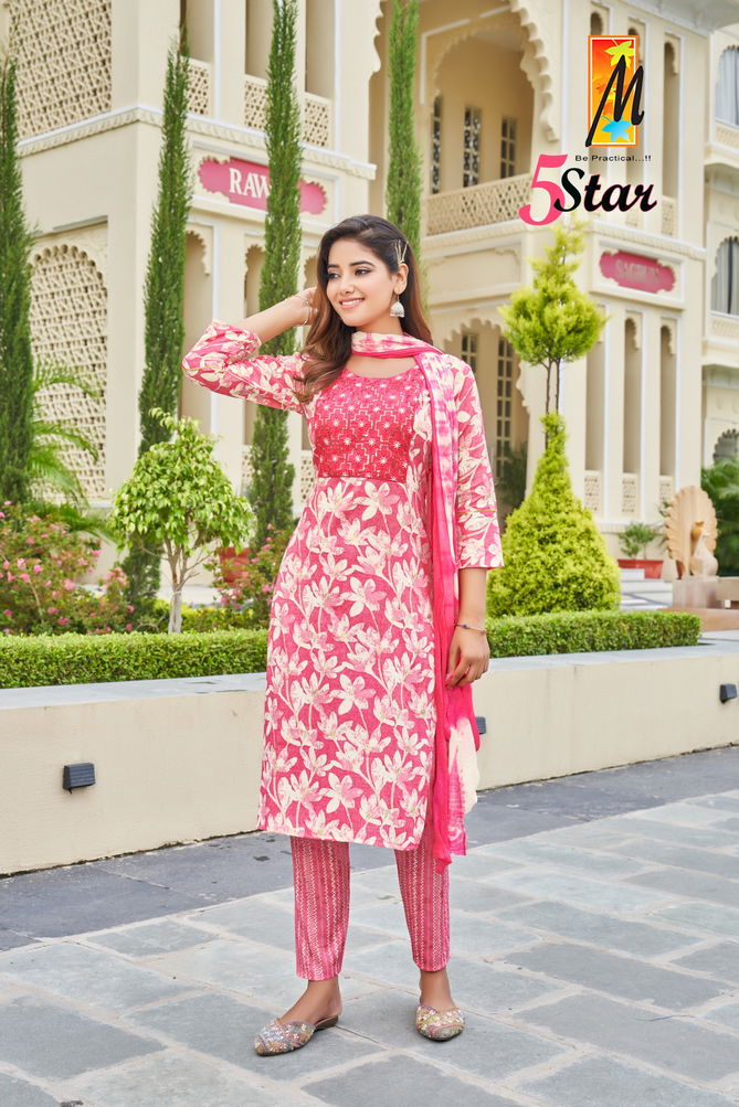 5 Star By master Capsule Foil Printed Kurti With Bottom Dupatta Wholesale Price In Surat